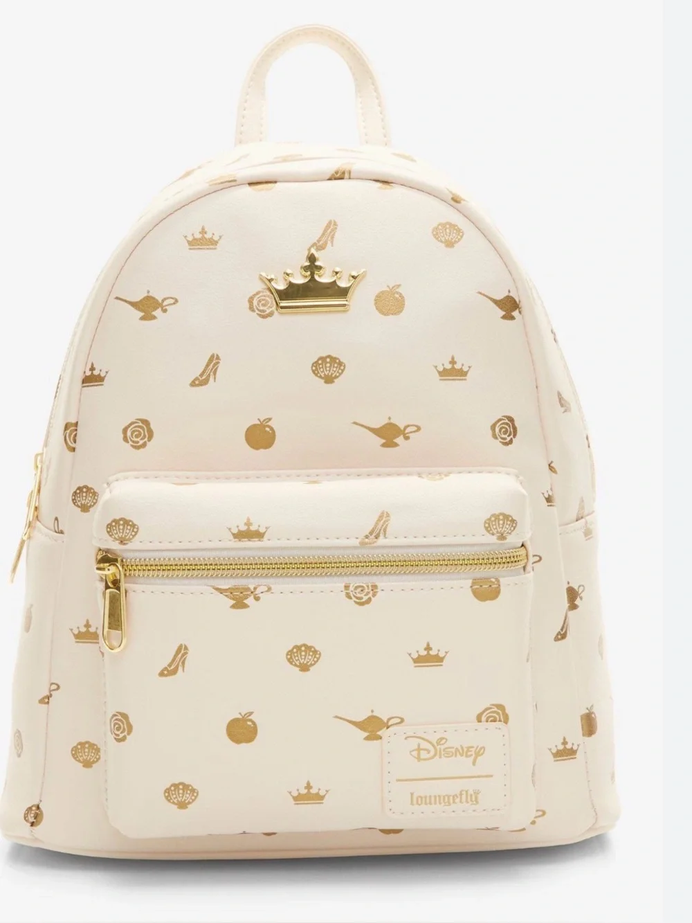 Disney x Loungefly Cream, Light Pink, Gold Princess Icon  Mini Backpack